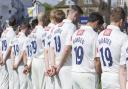 The players at Hove during the memorial service to Matthew Hobden