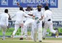 Sri Lanka’s players celebrate after securing their first ever Test series victory in England at Headingley in 2014