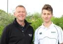 Star of the future Tom Gordon with Bede's director of cricket Alan Wells