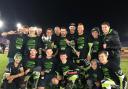Eastbourne Eagles celebrate winning the league title at Mildenhall