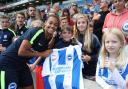 Fern Whelan enjoys an open training session at the Amex. Picture by Paul Hazlewood/BHAFC