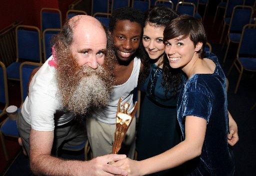 L-R Bill Hutchens, Veron Kizza Nxumalo, Sara Atalar and Laura Casey of Magpie Blue Productions for their production of The Old Man in the Sea
