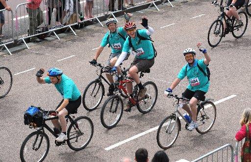 The fastest cyclists in this year’s London to Brighton bike ride crossed the finishing line in Madeira Drive, Brighton, at 9am.
Backmarkers and late starters from Clapham Common were still trickling in after 6pm.
Organisers hope the ride will raise mo