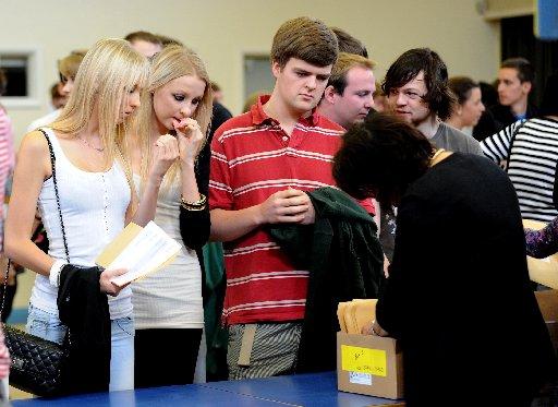 Sussex Downs College students open their A level results. 