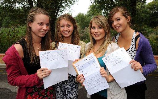 Sussex Downs College A grade A level students, (l-r) Ruby Pringle, Jessica Miller, Holly Costello and Chloe Lever. 