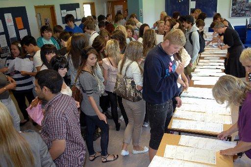 Students get their results at Hove Park. 