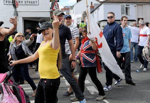 A march by nationalists through central Brighton was outnumbered by about three-to-one by anti-fascist protesters. 

The English Nationalist Alliance gathered at 12.30pm outside Brighton station before marching through the North Laine to Victoria Garden
