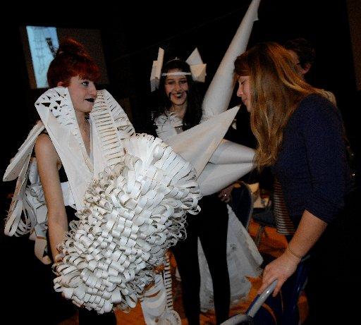Art and design students from City College Brighton and Hove strutted their stuff and showed off collections made entirely from white paper.
As they walked down the catwalk at the college’s Blanc de Blanc fashion show and struck a pose, their collection
