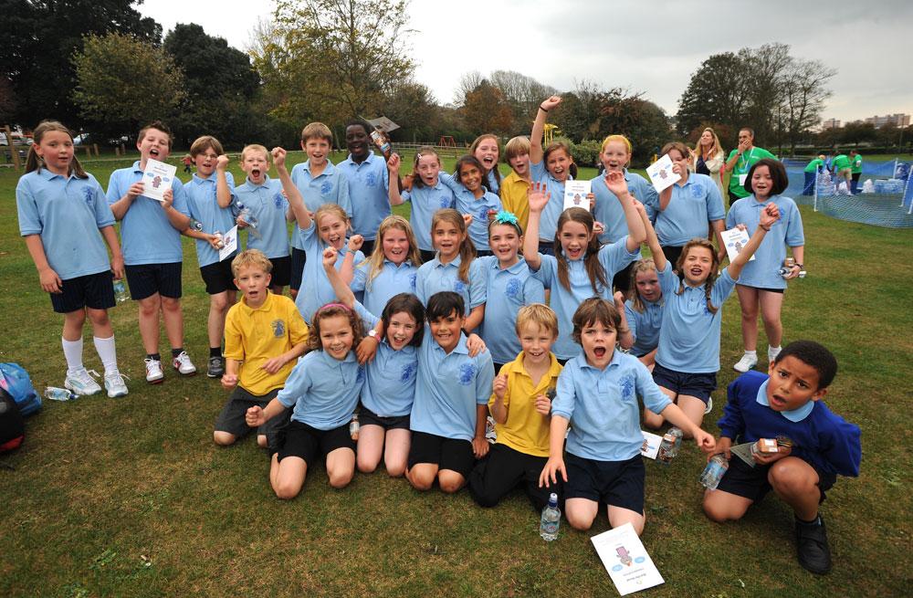 St Mary's School pupils before their run in Hove Park.