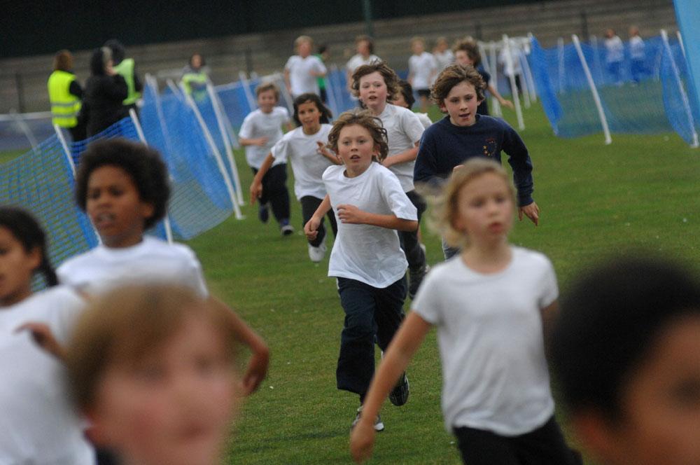 Balfour School pupils run for the finishing line at Preston Park.