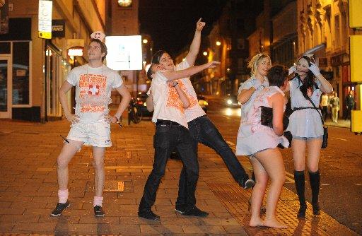 Brighton and Sussex University freshers enjoy the fun of the annual Carnage pub crawl