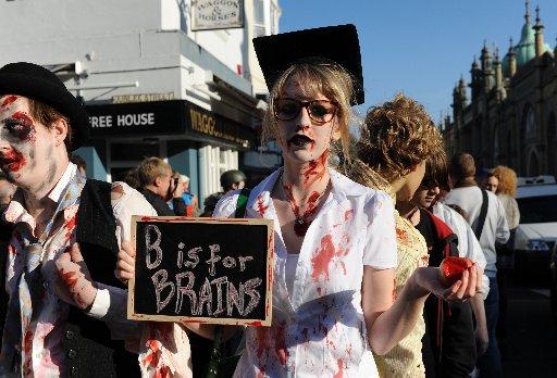 Thousands of zombies made their way through Brighton city centre for the annual Beach of the Dead walk.
