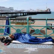 A rough sleeper on Brighton seafront