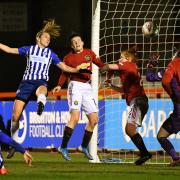 Aileen Whelan heads home from close range. Pictures: BHAFC/Kyle Hemsley