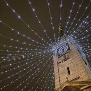A fault with a holding bar means part of the canopy of Christmas lights on the Clock Tower will not be lit up for another week