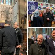 Archbishop Justin Welby visited All Saints Church in Hove today to meet refugees and the Network of International Women - bottom right is the Archbishop with leader of the council Phélim Mac Cafferty