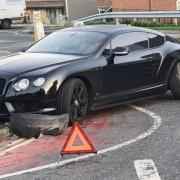A Bentley and Volvo were damaged in a crash in Hollingbury