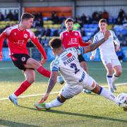 Jake Hutchinson puts Eastbourne Borough ahead at Havant and Waterlooville