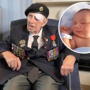 D-Day veteran shares birthday 100 years apart with newborn great-grandson