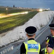 A section of the coast was closed off due to the incident (police pictured in the area during a previous incident)