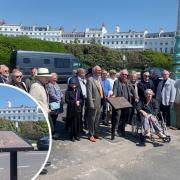 Members of the Kemp Town Society gathered for the unveiling of a new lectern celebrating the estate's 200th anniversary. Inset, Gavin Henderson unveiling the lectern