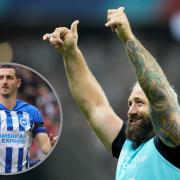 Joe Marler gives a thumbs up after being inspired by Lewis Dunk and company at the World Cup