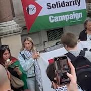 Hanin Barghouthi addressed crowds at a pro-Palestine rally in Brighton on Sunday