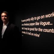 Curator Martin Pel at the exhibition