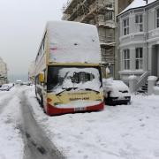 A Brighton and Hove bus in the snow in December 2012