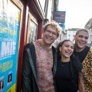 John Partridge, Talia Palamathanan and Garry Lee outside the stage door