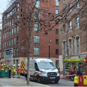 Firefighters descended on Warwick Lane in London after a fire broke out near The Old Bailey yesterday
