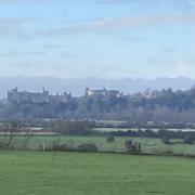 A view of the South Downs and Arundel castle on a beautiful winter morning