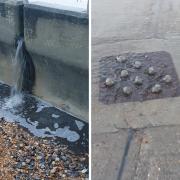 'Sewage' flowing from a manhole cover onto Saltdean beach