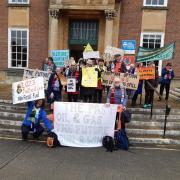 Protesters at county hall