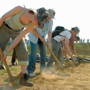 Volunteers digging at the Roman Villa in Barcombe