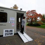 Waiting for voters at Preston Park polling station in Brighton
