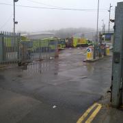 Refuse vehicles left idle at Hollingdean depot this morning