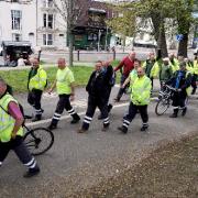 Brighton and Hove Cityclean staff on the way to protest outside Brighton Town Hall