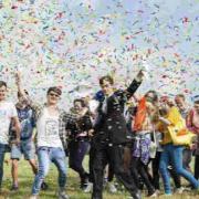 Sussex Downs College students celebrate A-level results last summer