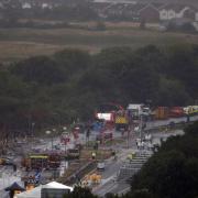 The two officers took a video 'selfie' from the scene of the Shoreham Airshow crash