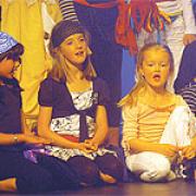 Youngsters sing along in the Bouncing Cloud Company's Treasure Island workshop