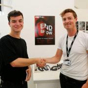 Brighton Metropolitan College student Isaac Collins and CEO Nick Juba (left)