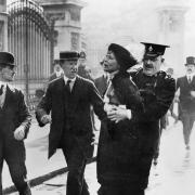 Emmeline Pankhurst is arrested after presenting a petition to King George V in May 1914