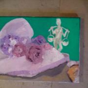 SUNHAT: This picture of a pink sunhat was painted in oils