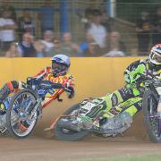 Tom Brennan, right of picture, will stay with Eastbourne as they return to pro speedway. Picture Mike Hinves