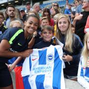 Fern Whelan enjoys an open training session at the Amex. Picture by Paul Hazlewood/BHAFC