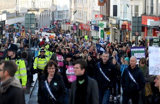 Public sector workers gathered at picket lines in Brighton, Hove and Worthing, as part of national strike action on November 30