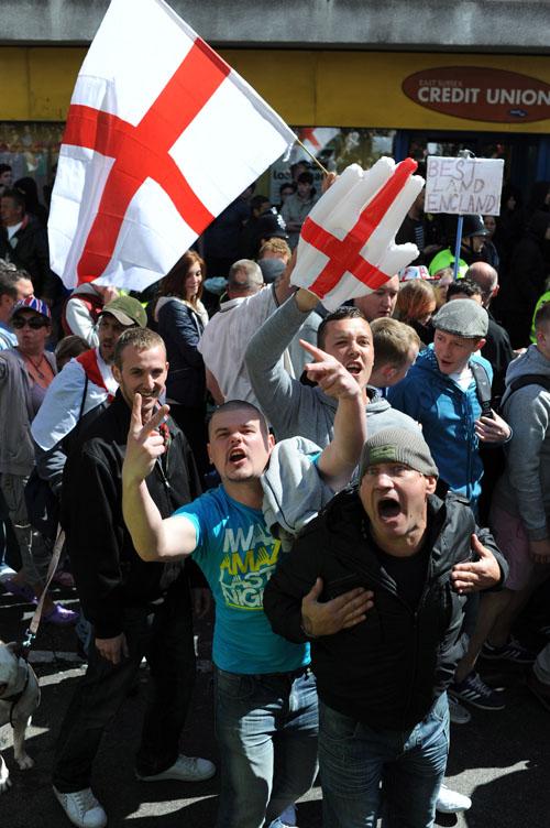 Protesters fought hand-to-hand battles with police as they blocked the course of a nationalist march. At least 400 anti-fascist counter-demonstrators prevented up to 140 March for England supporters from following their planned route yesterday. Two police