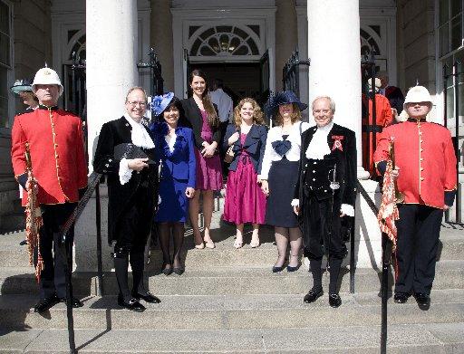 The High Sheriffs with their families on the steps of Lewes Crown Court