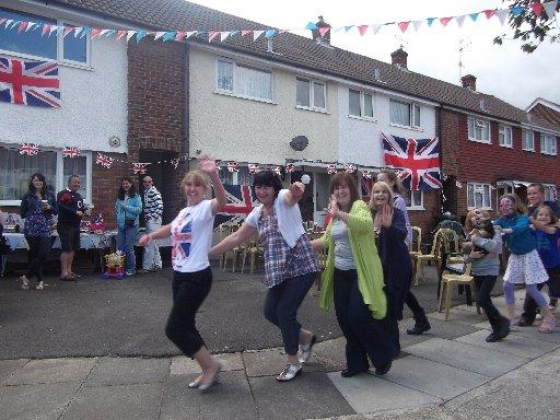 Dancing in the street at North Close, Portslade